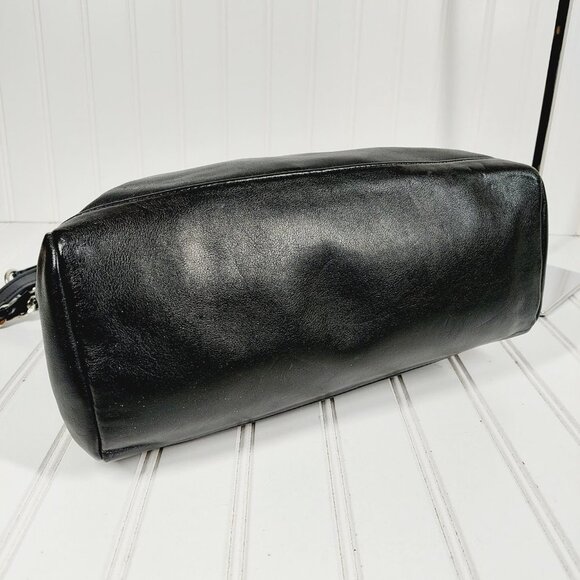 Giani Bernini Black Leather Chain Hardware Handmade Trim Shoulder Bag 0149 - Picture 6 of 12